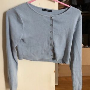 brandy melville blue button crop long sleeve